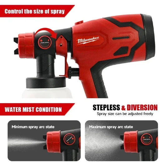 Milwaukee 800ML Paint Spray Gun Tank & 600W 39000 RPM Brushless Motor Auto Furniture Wall Car Sprayer For Milwaukee Battery