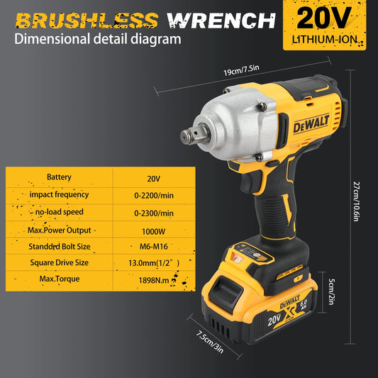 DeWALT DCF900 20v Wireless impact wrench, High torque Brushless Impact Gun, Electric tools