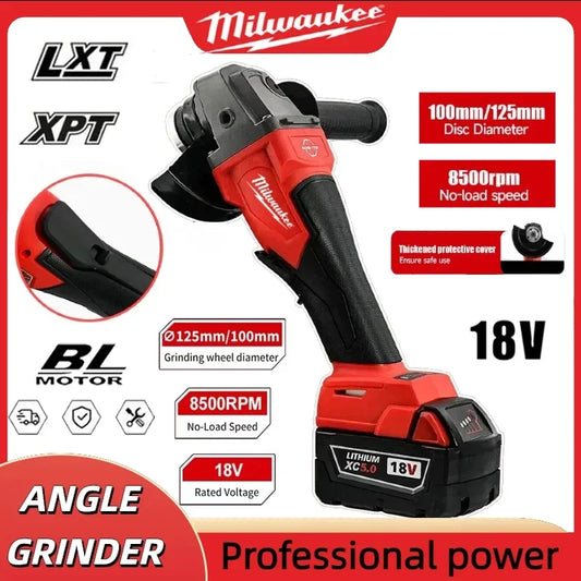 Milwaukee 125mm Brushless Angle Grinder Polishing Cutting Machine No-Lock Paddle Switch Electric Cordless Power Tools