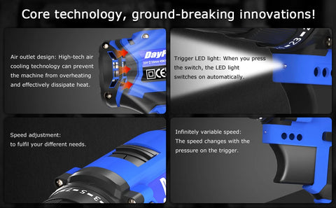 Cordless Drill Kit Electric Screwdriver Kit, 45Nm Cordless Combination Drill, LED Work Light, Home and Garden DIY Project Kit