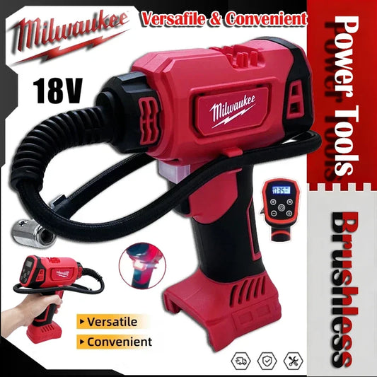 Milwaukee 18V Battery Cordless Electric Air Pump Car Tire Automatic Inflator Handheld Air Compressor Rechargeable
