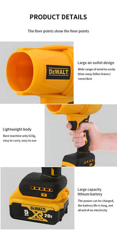 Dewalt 18V Brushless Electric Blower 30000RPM Violent Fan Blowing Car Dust Turbofan Charging Handheld Blower Tool carpenter tool