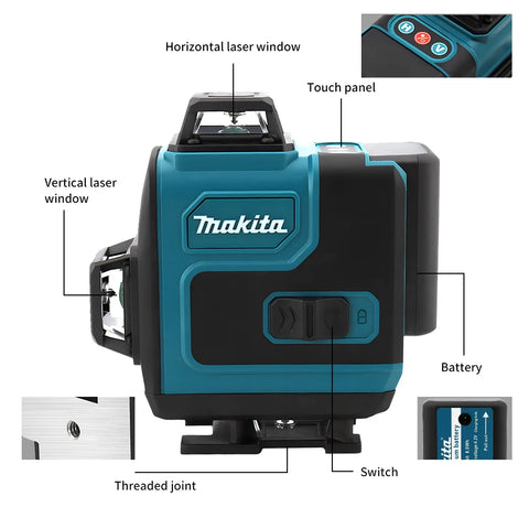Makita 3D/4D Laser Level 16 Lines Horizontal And Vertical With Remote Control 16 Lines 360°Self-leveling Laser Levels makita tools