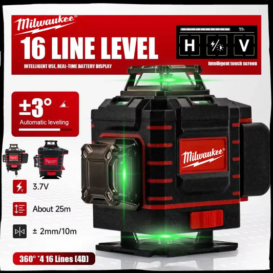 Milwaukee 3D/4D Laser Level 12/16 Lines Horizontal And Vertical Control 16 Lines 360° Self-leveling Laser Levels Power Tools