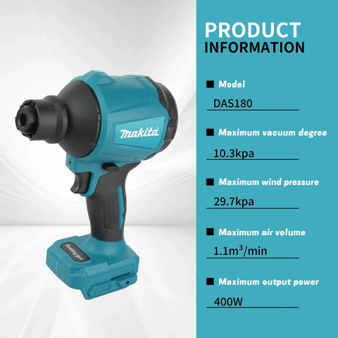 Makita DAS180 18V LXT Brushless Cordless Air Blower Nozzles - Clean Dust/Leaves/Cars/Electronics & Workshop (Tool Only)